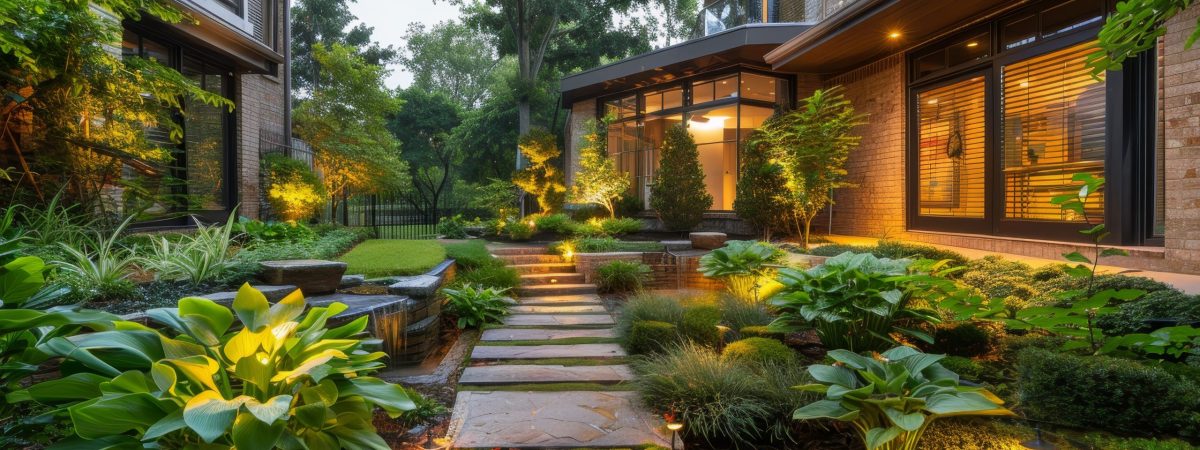 serene-backyard-retreat-with-lush-greenery-stone-pathway-ambient-outdoor-lighting